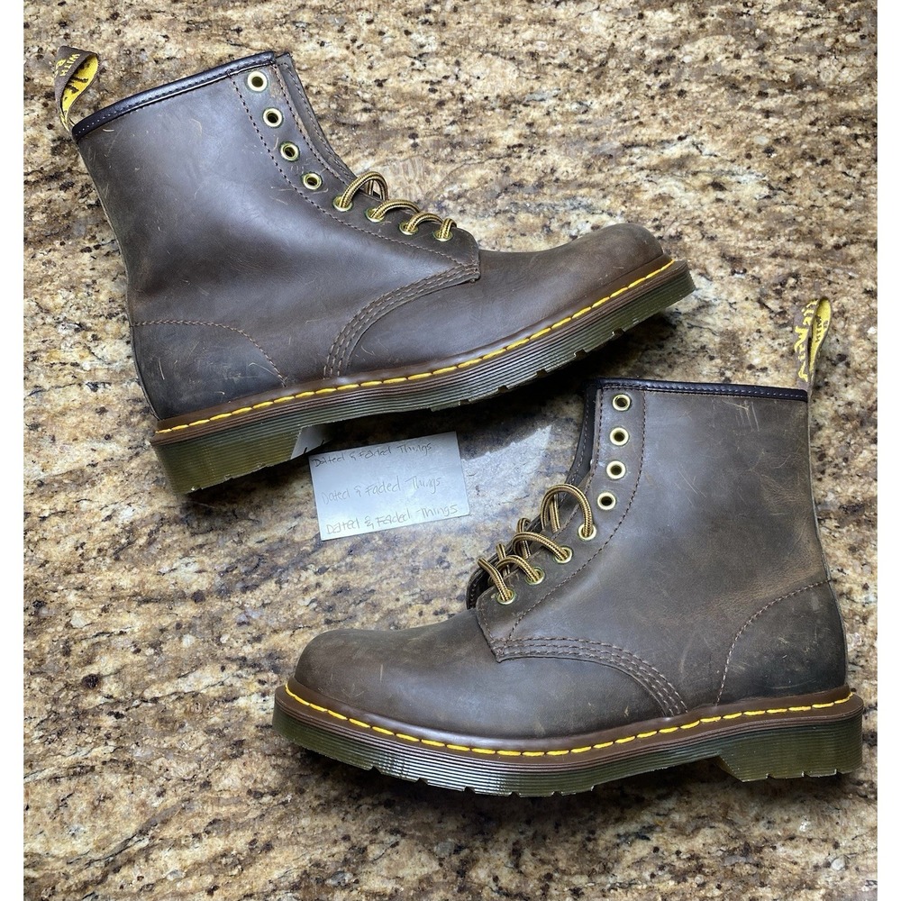 Dr. Martens 1460 Crazy Horse Leather Boots Gaucho Brown 8 Eye US Men 9 Women 10